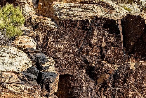Ancient petroglyphs seen at Parowan Gap. Nature Print